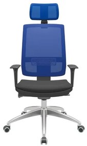 Cadeira Office Brizza Tela Azul Com Encosto Assento Aero Preto Autocompensador 126cm - 63129 Sun House