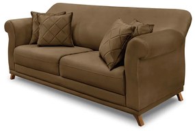 Sofá 2 Lugares Pé de Madeira Julieta 180 cm Suede S04 - D'Rossi - Caramelo