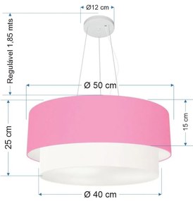 Pendente Cilíndrico Rosa e Branco MJ-4061 Para Mesa de Jantar e Estar