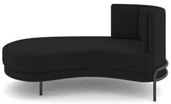 Chaise Longue Divã 164cm Braço Direito Logus D06 Veludo Preto - Mpozen