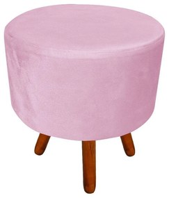 Puff Banqueta Decorativa Dora Redondo Suede Rosa Bebê - D'Rossi