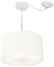 Lustre Pendente Cilíndrico Com Desvio Branco MJ-4256 Para Mesa de Jantar e Estar
