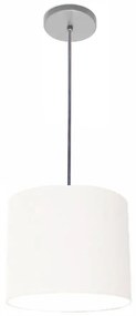 Luminária Pendente Vivare Free Lux Md-4107 Cúpula em Tecido - Branca - Canopla cinza e fio transparente