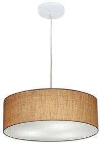 Lustre Pendente Cilíndrico Md-4132 Cúpula em Tecido 40x15cm Palha - Bivolt