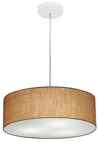 Lustre Pendente Cilíndrico Md-4132 Cúpula em Tecido 40x15cm Palha - Bivolt