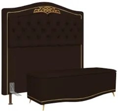 Cabeceira Cama Box Casal Queen 160cm Calçadeira Baú Imperial J02 Sinté