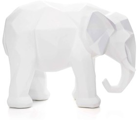 Escultura Decorativa Elefante em Poliresina Branco 15x20x9 cm - D'Rossi