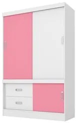 Guarda Roupa Flex 2 Portas 2 Gavetas Estilo II D02 Branco/Rosa/Branco