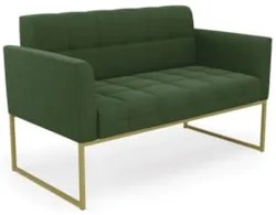 Sofá Namoradeira Base Industrial Dourado Ana Suede Verde - Ibiza