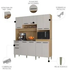 Armário de Cozinha Compacta 180cm Regina Z46 Damasco/Off White - Mpoze