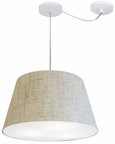 Lustre Pendente Cone Com Desvio Md-4279 Cúpula 21/30x40cm Rustico Bege - Bivolt