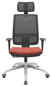Cadeira Office Brizza Tela Preta Com Encosto Assento Concept Rose RelaxPlax Base Aluminio 126cm - 63522 Sun House