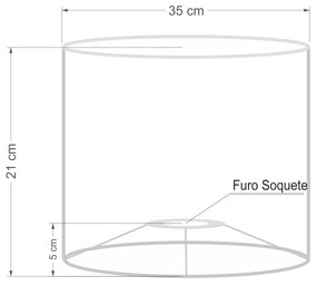Cúpula abajur e luminária cilíndrica vivare cp-8014 Ø35x21cm - bocal europeu - Algodão-Crú
