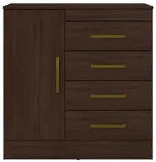 Cômoda Para Quarto 1 Porta 4 Gavetas Montevideu D02 Ebano Touch - Mpoz