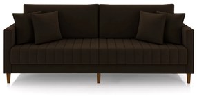 Sofá Living Decorativo Hamburgo 2 Lugares 156cm com Almofadas Pés em Madeira Veludo Marrom G33 - Gran Belo