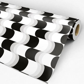 Papel de Parede geométrico zig marrom branco e preto