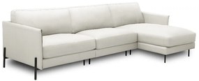 Sofá Decorativo Karine 6 Lugares Sala de estar 360cm com Chaise Pés em Aço Couro Off White G88 - Gran Belo