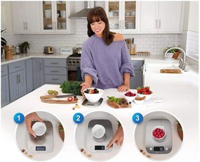 Balança ETEKCITY Digital de Cozinha em Aço inoxidável com capacidade até 5000g  Prata