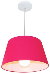 Lustre Pendente Cone Md-4039 Cúpula em Tecido 21/40x30cm Rosa Pink - Bivolt