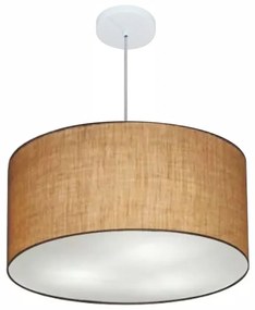 Lustre Pendente Cilíndrico Md-4080 Cúpula em Tecido 60x30cm Palha - Bivolt