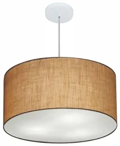 Lustre Pendente Cilíndrico Md-4080 Cúpula em Tecido 60x30cm Palha - Bivolt