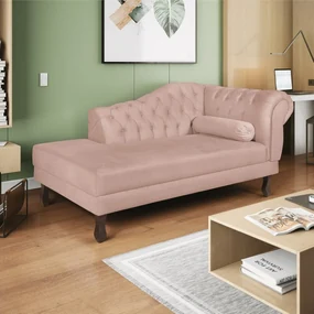 Recamier Diana 160cm Lado Esquerdo Suede Rosê - ADJ Decor