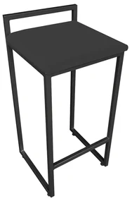 Banqueta Alta Industrial Pietra Suede Base Preto D'Rossi - Preto