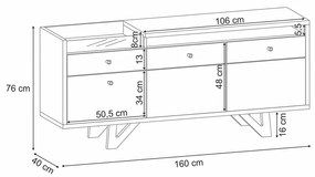 Buffet Aparador Decorativo Noeli com Bandeja Lateral Cinamomo/Off White G26 - Gran Belo