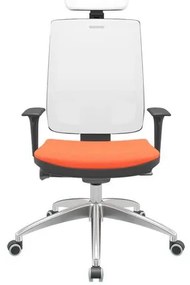 Cadeira Office Brizza Tela Branca Com Encosto Assento Poliéster Laranja Autocompensador 126cm - 63272 Sun House