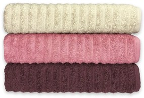 Jogo de toalha de banho 3 peças fio penteado 100% algodão - Bege/Rose/Roxa  Bege/Rose/Roxa