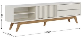 Rack para Sala Bancada de TV 75 Pol 200cm Licia C04 - D'Rossi - Off White