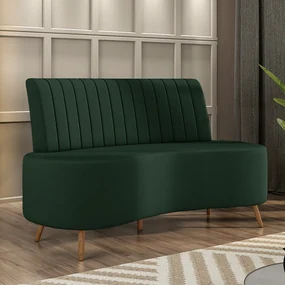 Sofá Living Decorativo 2 Lugares 160 cm Katara Verde Escuro Veludo G33 - Gran Belo