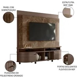 Estante Painel de TV 65 Pol 183cm Ramona M01 Imperial/Sépia - Mpozenat