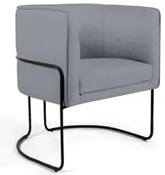 Poltrona Decorativa Base Aço Betina C-416 Linho Cinza Escuro - Domi