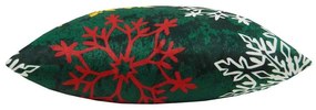 Capa de Almofada Natalina de Suede em Tons Verde 45x45cm - Flocos Verdes - Com Enchimento