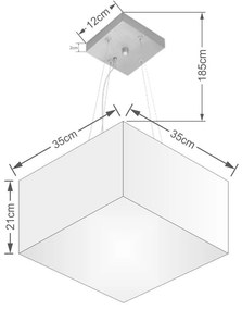 Lustre Pendente Quadrado Vivare Md-4005 Cúpula em Tecido 21/35x35cm - Bivolt