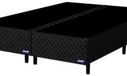 Base Para Cama Box Casal King Size Bipartido 193cm Poliéster Bordado P