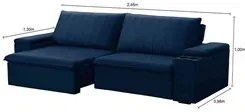 Sofá Retrátil Reclinável 3 Lugares 245cm Baluart F05 Veludo Azul - Mpo