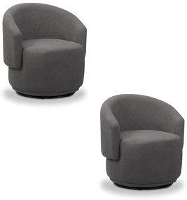 Poltrona Decorativa Orgânica Giratória Kit 2 Névoa Bouclê E03 - D'Rossi - Cinza escuro