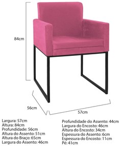 Poltrona Decorativa Bellinha Base de Ferro Preto Corano Pink - ADJ Decor