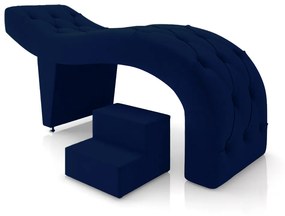 Maca de Estética para Massagem Cílios Fixa Lash Estofada com Escada Veludo Azul G83 - Gran Belo