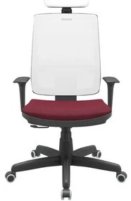 Cadeira Office Brizza Tela Branca Com Encosto Assento Poliester Vinho RelaxPlax Base Standard 126cm - 63683 Sun House