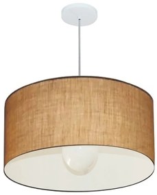 Lustre Pendente Cilíndrico Md-4207 Cúpula em Tecido 55x25cm Palha - Bivolt
