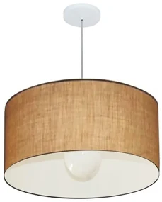 Lustre Pendente Cilíndrico Md-4207 Cúpula em Tecido 55x25cm Palha - Bivolt