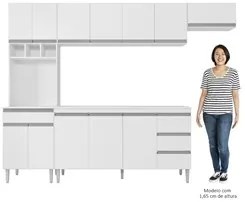 Cozinha Modulada 4 Peças Balcão com Tampo 160cm Andréia Branco - AJL M
