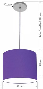 Luminária Pendente Vivare Free Lux Md-4107 Cúpula em Tecido - Azul-Marinho - Canopla cinza e fio transparente