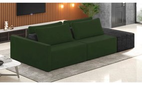 Sofá Ilha 2 Lugares Living 252cm Modulado Sala Lary Veludo Verde/PU Pto K01 - D'Rossi