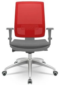Cadeira Brizza Diretor Grafite Tela Vermelha com Assento Poliester Cinza Base Autocompensador Aluminio - 65810 Sun House