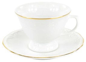Xícara Chá Com Pires 200Ml Porcelana Schmidt - Dec. Filetado Ouro Pomerode 0010