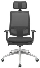 Cadeira Office Brizza Tela Preta Com Encosto Assento Poliéster Preto Autocompensador 126cm - 63007 Sun House
